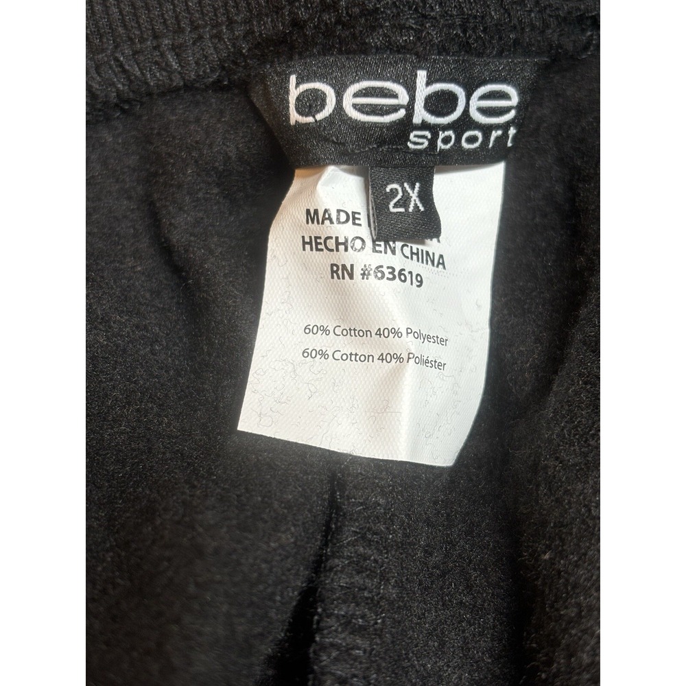 NEW BEBE Jogger Pants 2XL Plush Rhinestone Women's Jogger Sweatpants Black - Picture 7 of 12